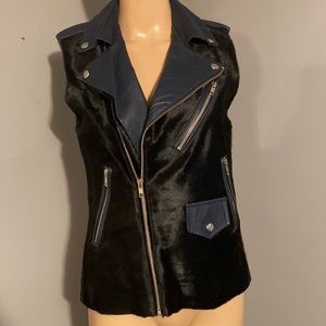 Real fur and leather vest